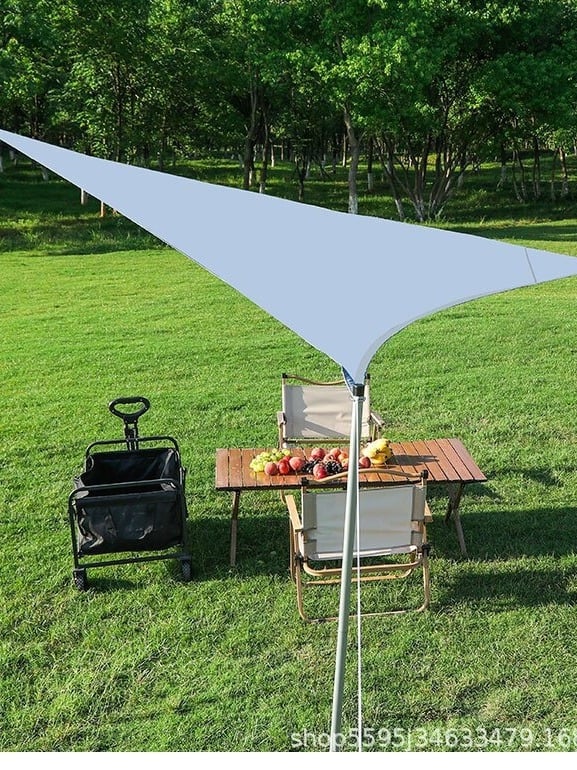 Háromszög alakú árnyékoló sátor 210D poliészter Oxford anyagból, vízálló 2000p, UV-álló, automata szerelés