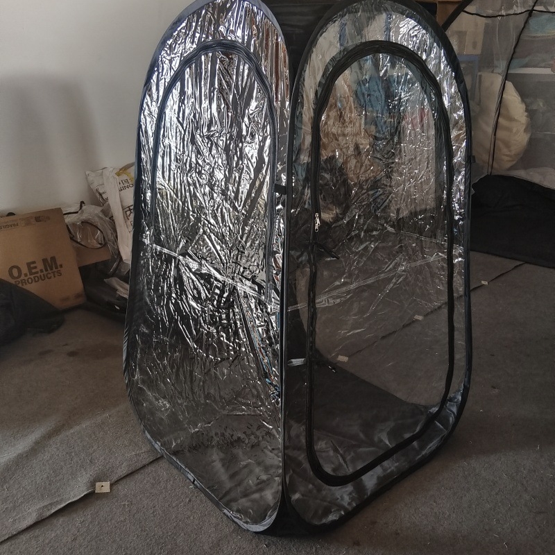 Go Sawae pop-up sátor sporteseményekhez — egyoldalú menedék sátor, gyors nyitás; belső átlátszó PVC, külső Oxford anyag, vízálló 1000–1500 mm