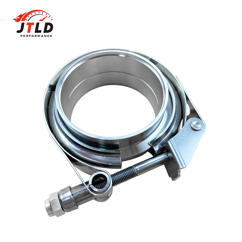 Automobilový výfukový príslušenstvo: 304 nerezová oceľ, rýchlo uvoľniteľný V-tvarný spona s prstenom a prírubou; menovité priemery 8/10/12/16 mm; upevňovací priemer 65 mm.