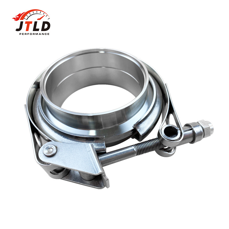 Automobilový výfukový príslušenstvo: 304 nerezová oceľ, rýchlo uvoľniteľný V-tvarný spona s prstenom a prírubou; menovité priemery 8/10/12/16 mm; upevňovací priemer 65 mm.