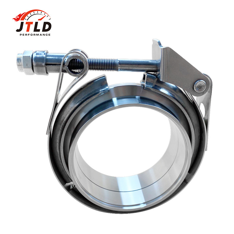 Automobilový výfukový príslušenstvo: 304 nerezová oceľ, rýchlo uvoľniteľný V-tvarný spona s prstenom a prírubou; menovité priemery 8/10/12/16 mm; upevňovací priemer 65 mm.