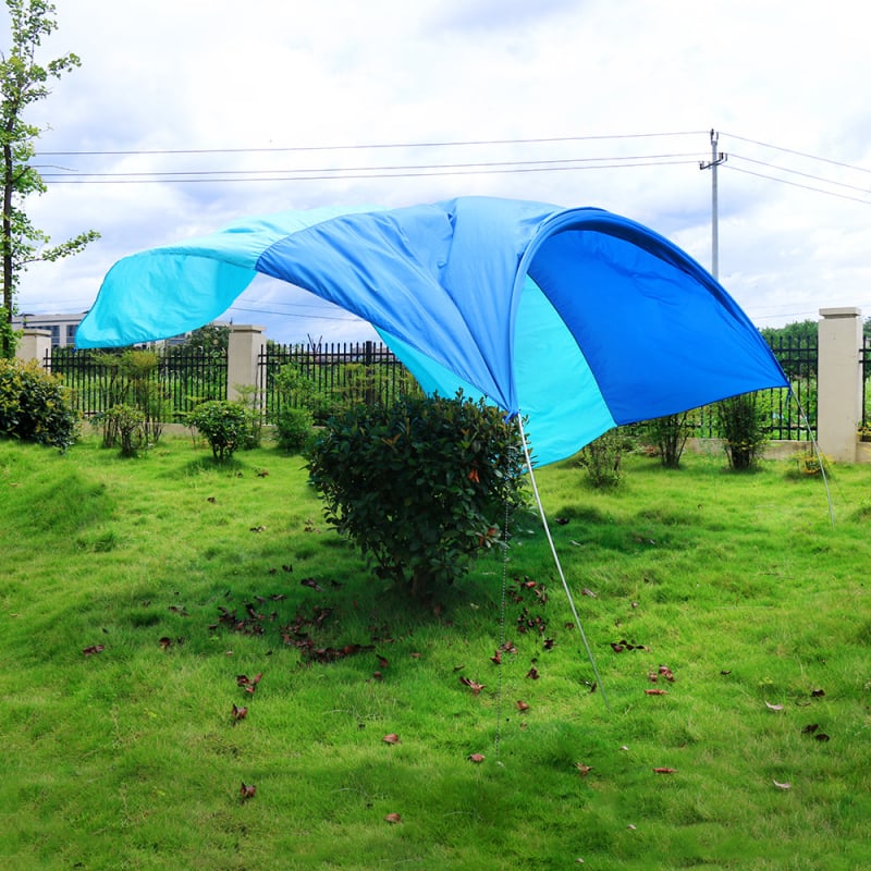 Kültéri kempingárnyékoló, négyszögletes formájú, nylon anyag, alumínium ötvözet keret, kézi szerelés