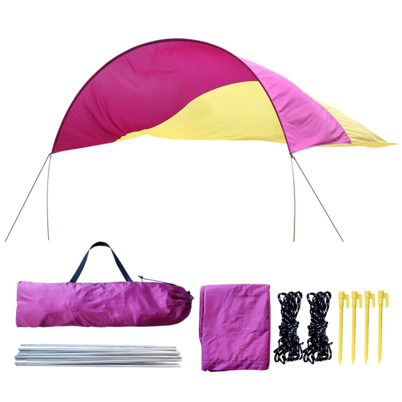 Kültéri kempingárnyékoló, négyszögletes formájú, nylon anyag, alumínium ötvözet keret, kézi szerelés