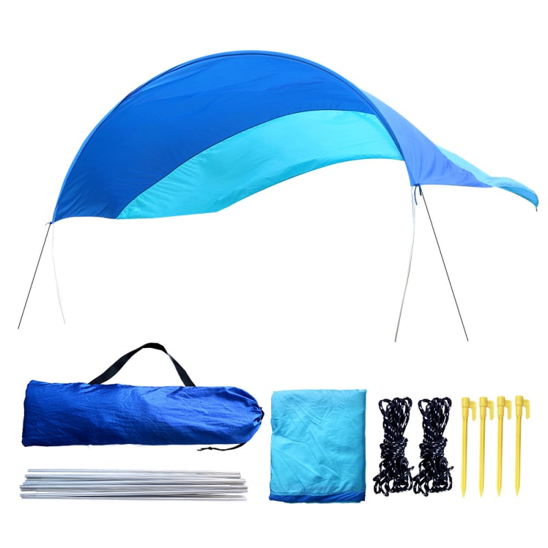 Kültéri kempingárnyékoló, négyszögletes formájú, nylon anyag, alumínium ötvözet keret, kézi szerelés