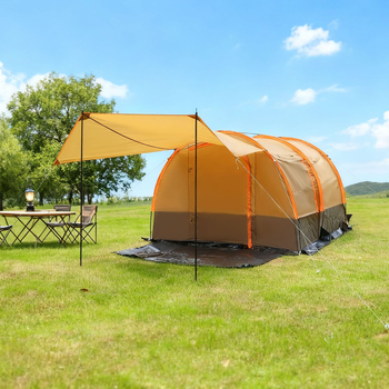 Cort tunel outdoor pentru 4–6 persoane, dublu strat, patru sezoane, 7 kg, impermeabil exterior 1500–2000 mm, podea impermeabilă 10000 mm