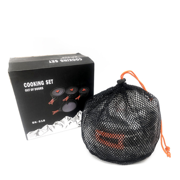 Vanjski sklopivi set posuđa za 2-3 osobe, 3 dijela, prenosni, aluminijska legura, Model 328, Težina 700 g