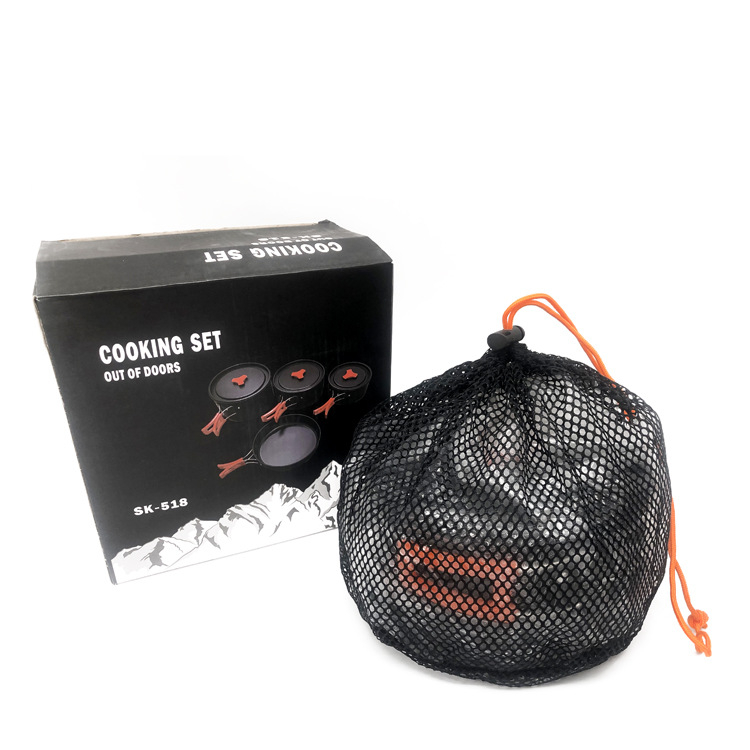 Vanjski sklopivi set posuđa za 2-3 osobe, 3 dijela, prenosni, aluminijska legura, Model 328, Težina 700 g