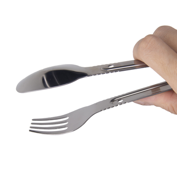 Vanjski 3-u-1 pribor: žlica i vilica, set 2 komada, 304 nehrđajući čelik, za 1 osobu, s otisnutim logom