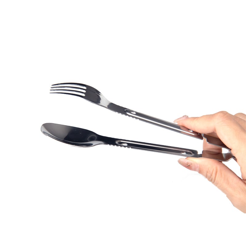 Vanjski 3-u-1 pribor: žlica i vilica, set 2 komada, 304 nehrđajući čelik, za 1 osobu, s otisnutim logom