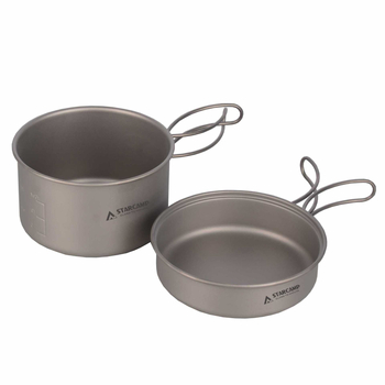 STARCAMP Kamping set posuđa od titanijeve legure — prenosivo, model HX-TK03, 190 g, za 2 osobe