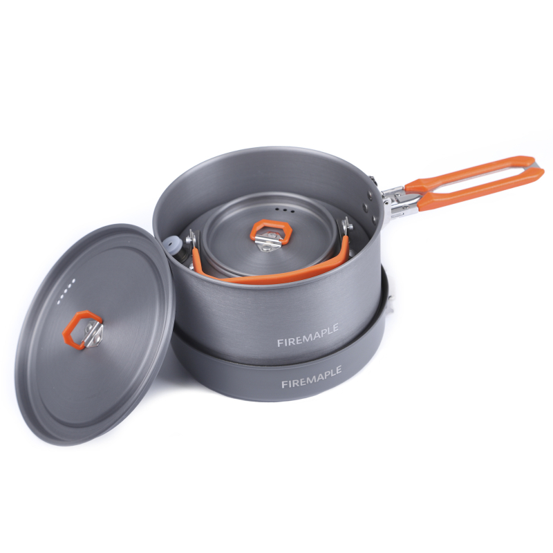 Kamperski set posuđa – aluminijska legura; prijenosan, izuzetno lagan, podijeljeni tip, otporan na vjetar, skupljanje topline; model Solar cooker; brand Fire Maple; za 2-3 osobe