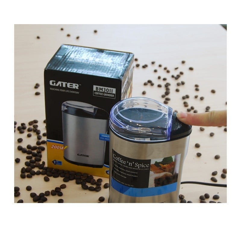 GATER φορητός μίνι ηλεκτρικός μύλος για κόκκους καφέ και τσίλι, ανοξείδωτο ατσάλι