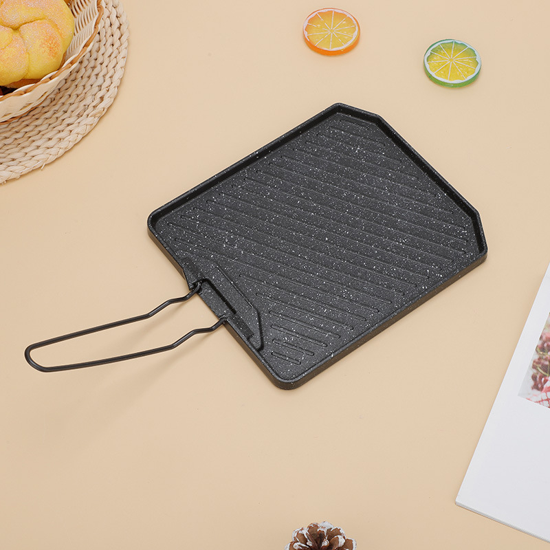 Prijenosni grill tiganj od nehrđajućeg čelika za kampiranje, za 2–3 osobe, težina 0,5 kg, mogućnost ispisa loga