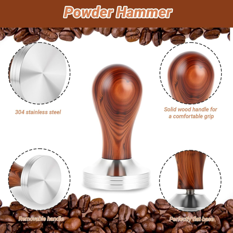 Set za latte art od 304 nehrđajućeg čelika, presa za prašak, igla za prah, igla za latte art i kalup