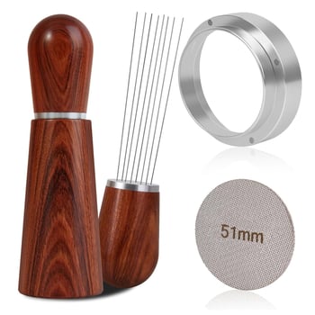 Магнитен комплект държач за тампер за кафе с италиански стил дървена дръжка – включва тампер, Nami 063, минималистичен кафе сет