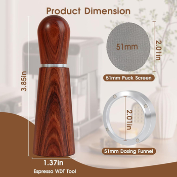 Магнитен комплект държач за тампер за кафе с италиански стил дървена дръжка – включва тампер, Nami 063, минималистичен кафе сет