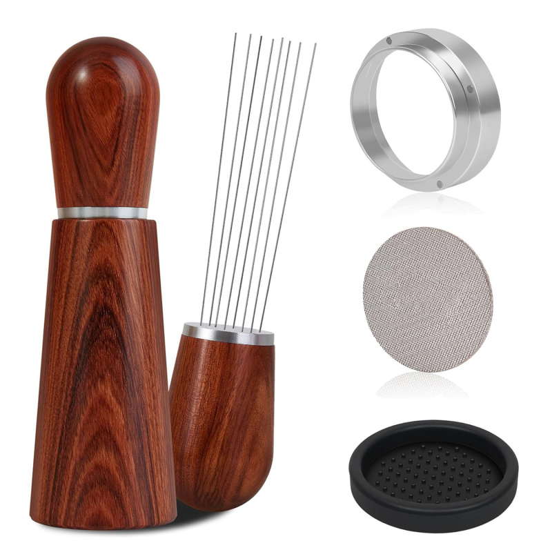 Магнитен комплект държач за тампер за кафе с италиански стил дървена дръжка – включва тампер, Nami 063, минималистичен кафе сет