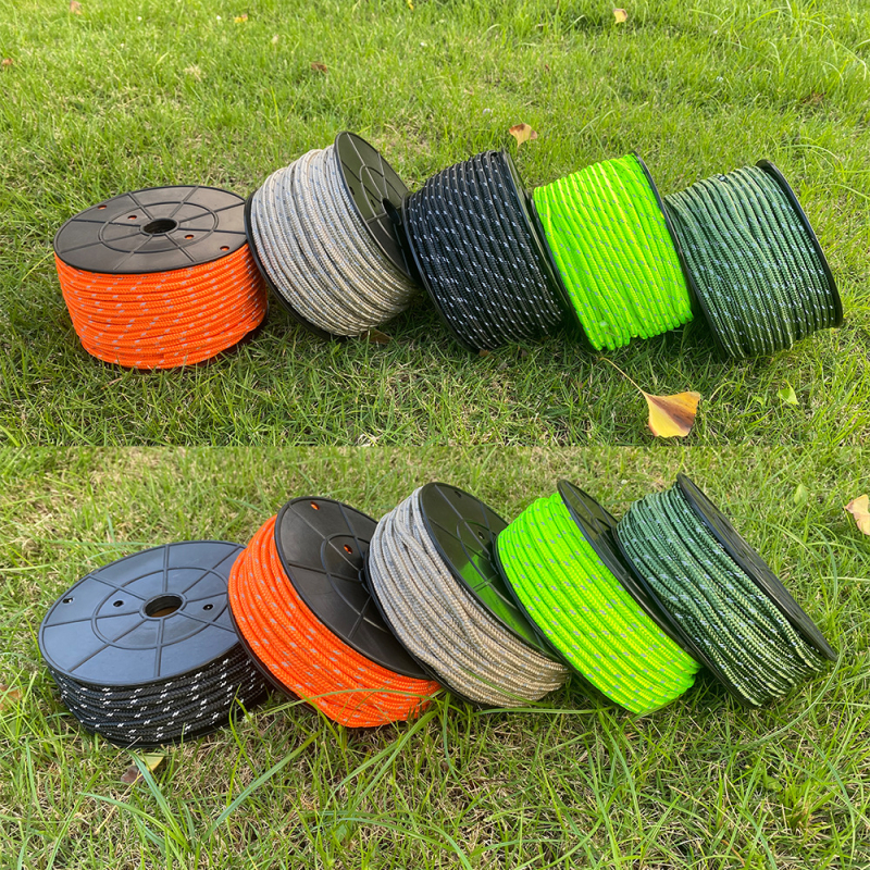 Reflektív sátor kötél, 6 mm × 30 m, nylon/poliészter, hordozható ponyvához és sátorhoz