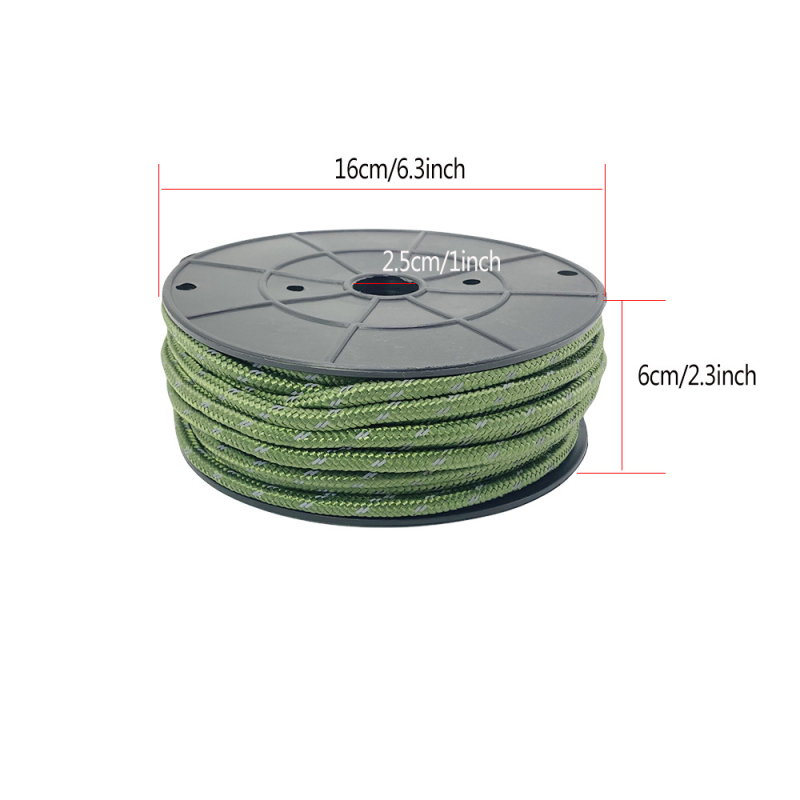 Reflektív sátor kötél, 6 mm × 30 m, nylon/poliészter, hordozható ponyvához és sátorhoz