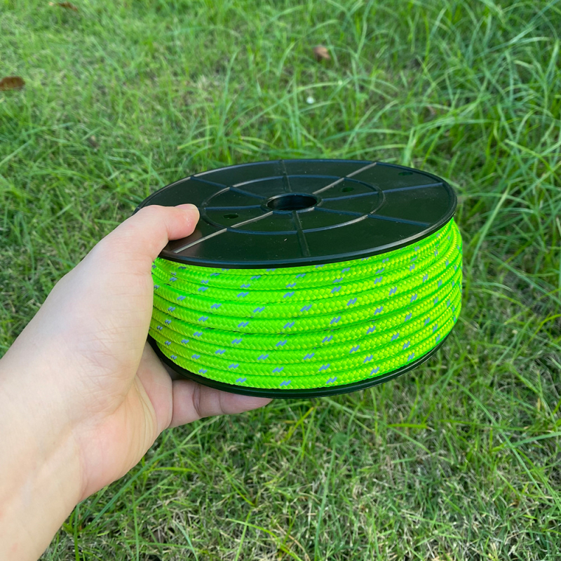 Reflektív sátor kötél, 6 mm × 30 m, nylon/poliészter, hordozható ponyvához és sátorhoz