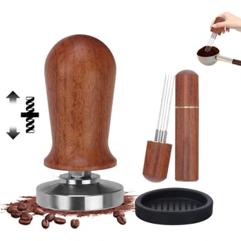 Комплект за пресоване на прах за еспресо машини – 304 неръждаема стомана, плат за пресоване, прахова игла и кръгъл тампон, Nami