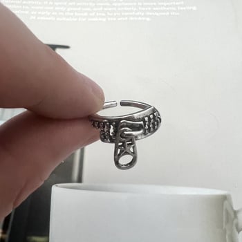 Modern és kreatív ötágú csillaggal díszített cipzáras gyűrű nőknek, antik S925 ezüst, kicsi és egyedi nyitott gyűrű, thai ezüst ékszer.