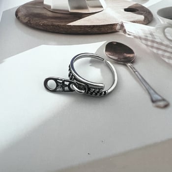 Modern és kreatív ötágú csillaggal díszített cipzáras gyűrű nőknek, antik S925 ezüst, kicsi és egyedi nyitott gyűrű, thai ezüst ékszer.