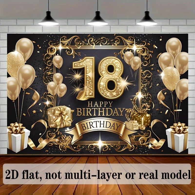 Διασυνοριακό μαύρο και χρυσό φόντο γενεθλίων, ύφασμα υψηλής ποιότητας για φωτογραφία σκηνής, στηρίγματα και διακοσμήσεις πάρτι γενεθλίων.