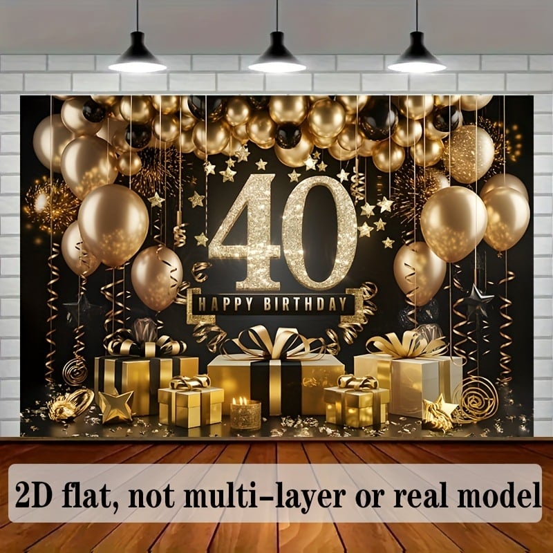 Διασυνοριακό μαύρο και χρυσό φόντο γενεθλίων, ύφασμα υψηλής ποιότητας για φωτογραφία σκηνής, στηρίγματα και διακοσμήσεις πάρτι γενεθλίων.