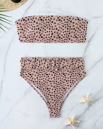 2025 Szexi 2 bikiniből álló szett, európai és amerikai stílusú, magas derekú és mintás fürdőruha, külkereskedelem és határokon átnyúló nagykereskedelem