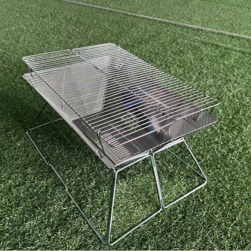 Prijenosna vanjska drvena peć za kuhanje s nehrđajućim čeličnim roštiljem, kampiranje, za 5–8 osoba