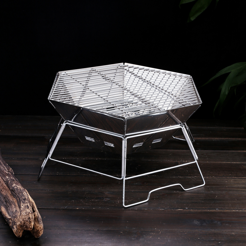 Prijenosna vanjska drvena peć za kuhanje s nehrđajućim čeličnim roštiljem, kampiranje, za 5–8 osoba