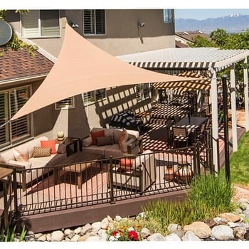 Háromszög alakú árnyékoló vászon, 420d poliészterből, vízálló 500, UV védelem