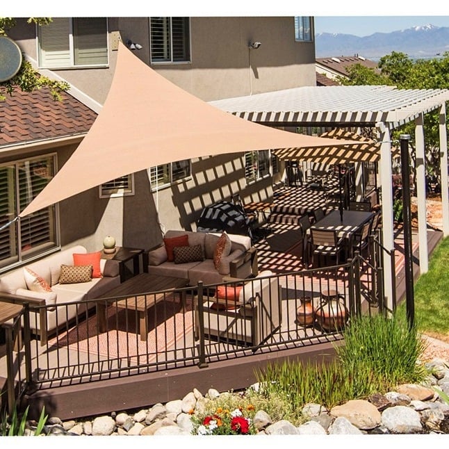 Háromszög alakú árnyékoló vászon, 420d poliészterből, vízálló 500, UV védelem