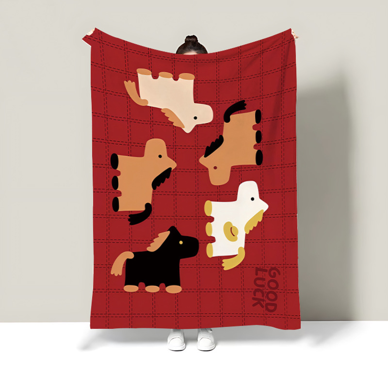 Карикатурно флисово одеяло, полиестер, 300–500 g, целогодишно, персонализируемо