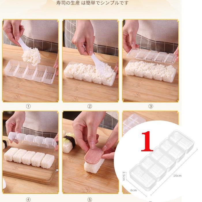 Pet-dijelni plastični set za formiranje rižinih kuglica i sushi s nori