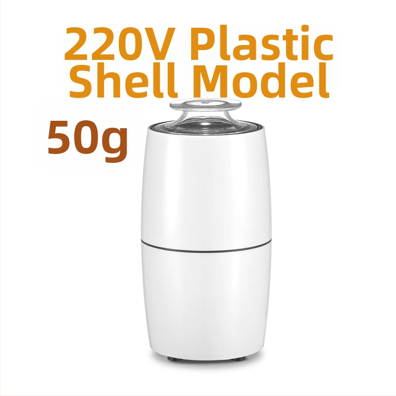 Kompaktni kućni električni grinder s dvostrukom miješajućom oštricom, kapacitet 50 g, napon 111–240 V, brzina motora 10000–19999 o/min, kućište od nehrđajućeg čelika, poluautomatski rad