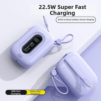 DX280 Prenosná externá batéria, 10000 mAh, 22,5 W PD3.0 rýchle nabíjanie, viac USB výstupov, digitálny displej batérie, kábel súčasťou