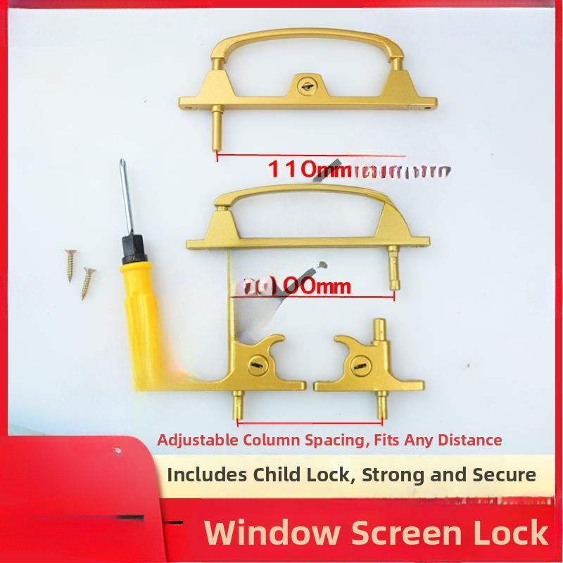 Viacbodový zámok pre dvere a okná s kľúčom, hliníková zliatina, dvojbodový zámok, pre sieťované okná