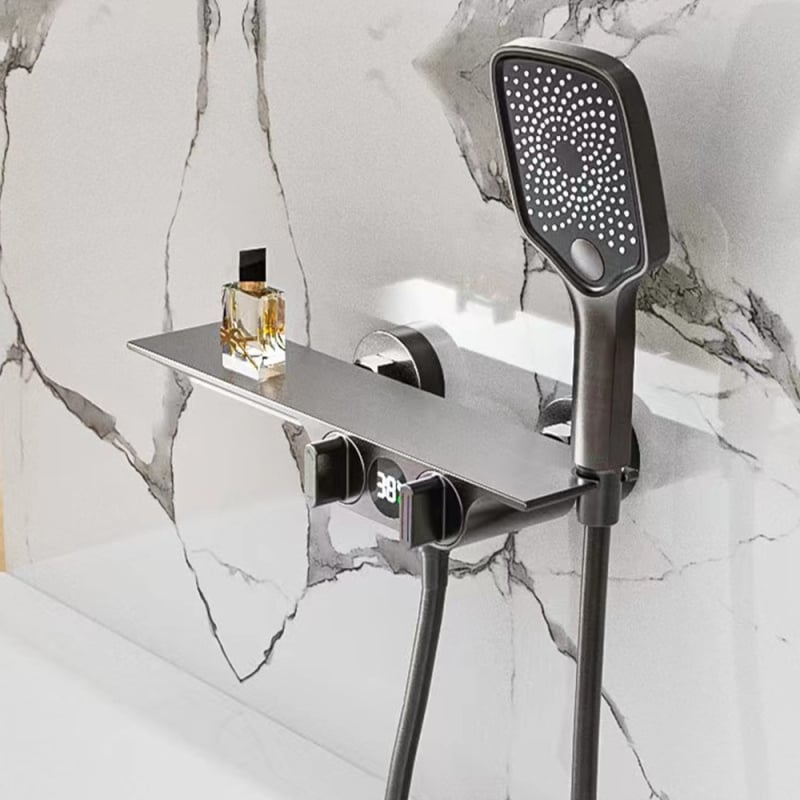 Set slavine za kadu s LED zaslonom (Bakreno tijelo; miješajući ventil; keramički jezgreni ventil; radna temperatura 0–80°C; promjer ulaza/izlaza 20,5 mm)