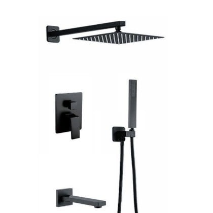 Skriveni zidni tuš set, gornji kišni tuš, od nehrđajućeg čelika, kromirana završna obrada, model 456548