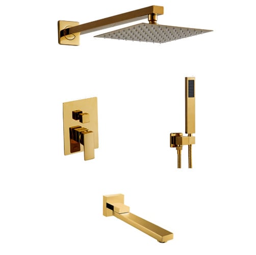 Skriveni zidni tuš set, gornji kišni tuš, od nehrđajućeg čelika, kromirana završna obrada, model 456548