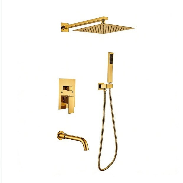 Skriveni zidni tuš set, gornji kišni tuš, od nehrđajućeg čelika, kromirana završna obrada, model 456548