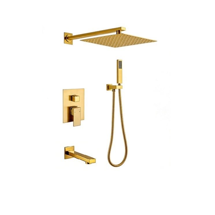 Skriveni zidni tuš set, gornji kišni tuš, od nehrđajućeg čelika, kromirana završna obrada, model 456548