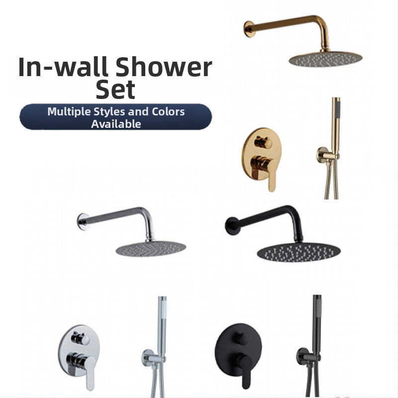 Skrytý nástenný sprchový set, horná dažďová sprcha, z nerezovej ocele, chrómová úprava, model 456548