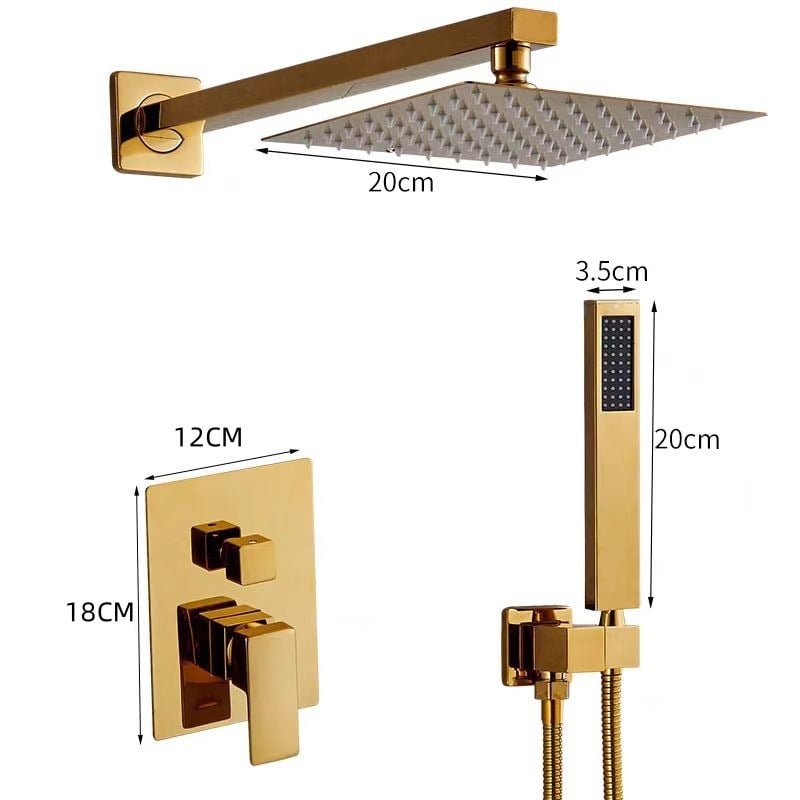 Skriveni zidni tuš set, gornji kišni tuš, od nehrđajućeg čelika, kromirana završna obrada, model 456548