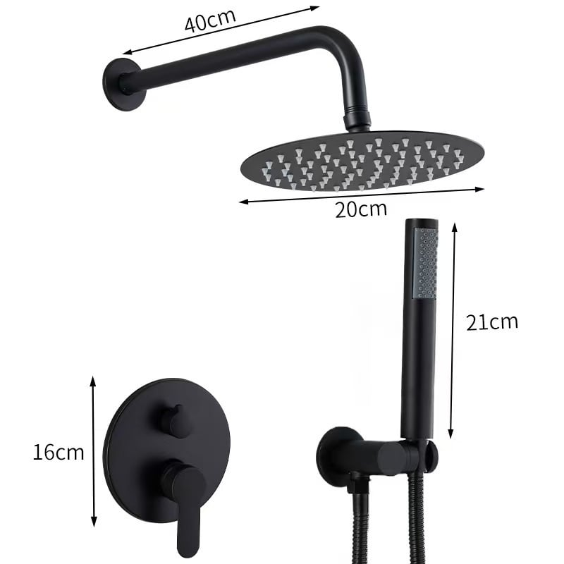 Skriveni zidni tuš set, gornji kišni tuš, od nehrđajućeg čelika, kromirana završna obrada, model 456548