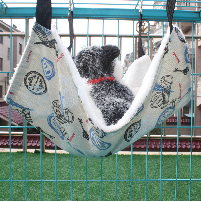 Függő macskafészek/háló, textil anyag, állítható, karmolásálló, minden évszakban meleg, beltéri és kültéri használatra