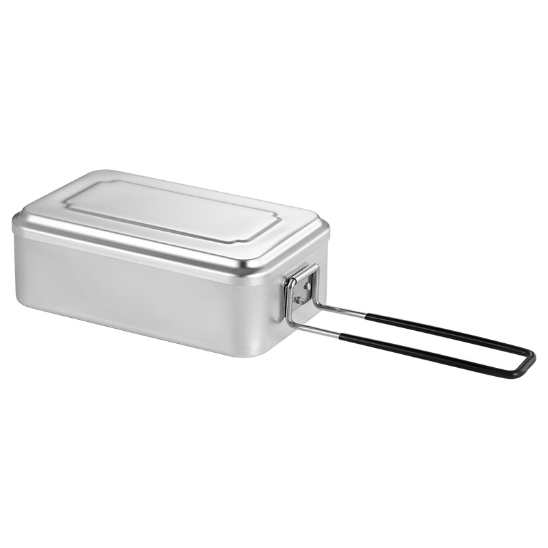 Vanjska kutija za obrok, japanski stil, aluminijska legura, sklopiva drška protiv opeklina, prijenosna i lagana, kuhanje i zagrijavanje
