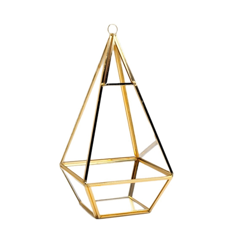 Seră geometrică din sticlă, cu patru laturi, în formă de diamant, en-gros, pentru suculente, mușchi și peisaje în miniatură; cutii simple pentru flori, din conservă.